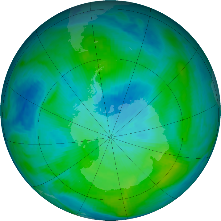 Antarctic ozone map for 22 February 1984